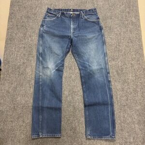 VTG Wrangler Rock 47 Denim Jeans Men's 36x32 Dark Washed Work Straight